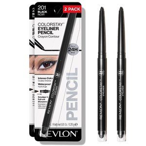 2 Pack Waterproof Balck ColorStay Pencil Eyeliner with Built-in Sharpener